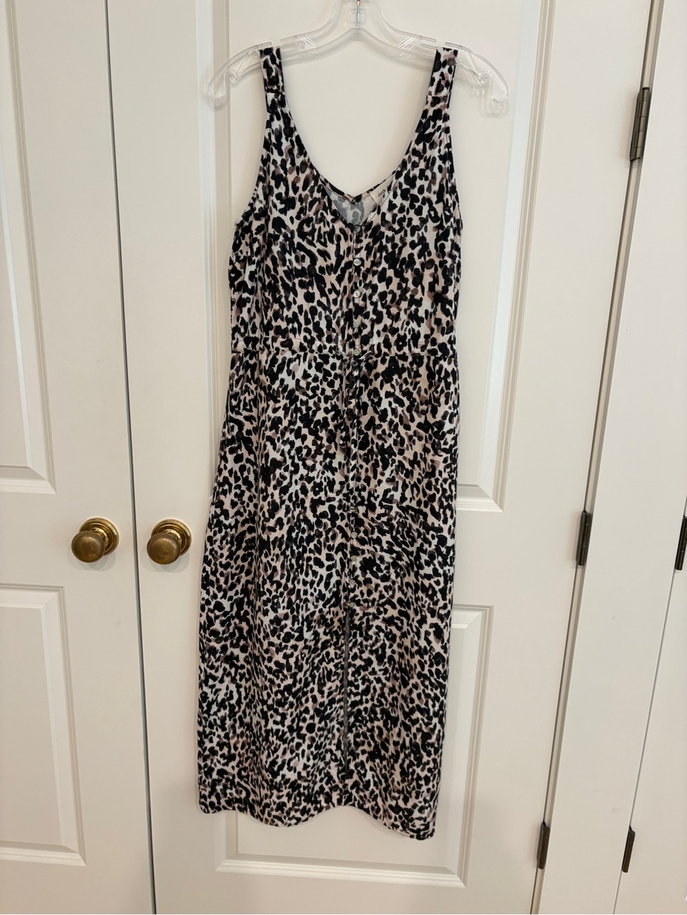 Cloth and Stone Leopard Print Sleeveless Midi Dress - Neutral Tones